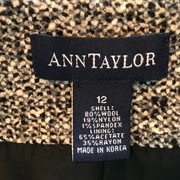 Ann Taylor Tweed Jacket, Women's Size 12: Vintage Black White Lined Wool Blazer - Picture 7 of 14